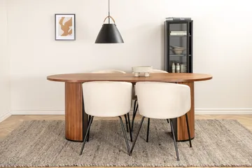 Bianca Oval Spisegruppe 200 cm med 4 Berit Spisestoler - valnøttfarget, beige og svart - Møbler - Bord - Spisegruppe