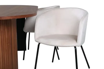 Bianca Oval Spisegruppe 200 cm med 4 Berit Spisestoler - valnøttfarget, beige og svart - Møbler - Bord - Spisegruppe