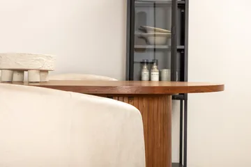Bianca Oval Spisegruppe 200 cm med 4 Berit Spisestoler - valnøttfarget, beige og svart - Møbler - Bord - Spisegruppe