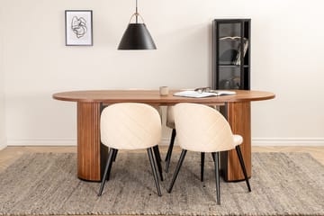 Bianca ovalt spisebord 200 cm med 4 Velvet Stitches spisestoler - Møbler - Bord - Spisegruppe