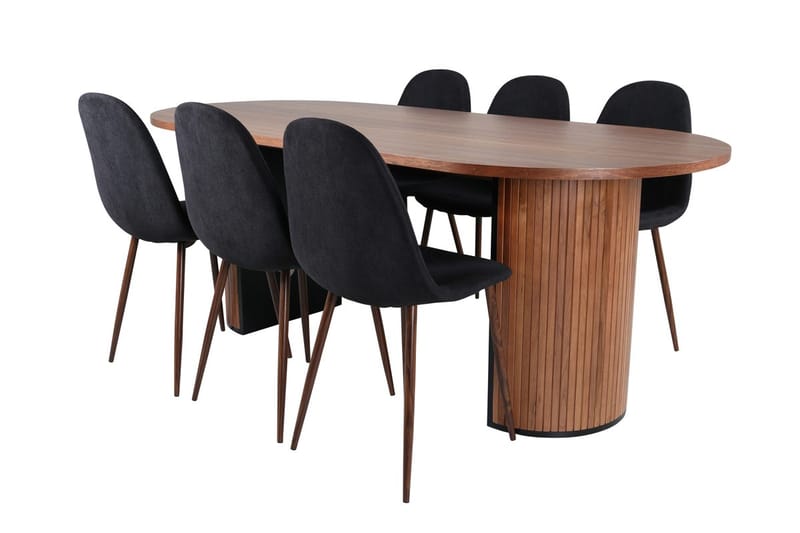 Bianca ovalt spisebord 200 cm med 6 Polar spisestoler - Møbler - Bord - Spisegruppe