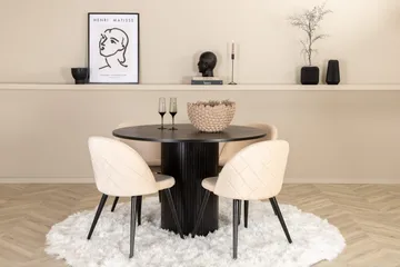 Bianca rundt spisebord med 4 stk. Velvet spisestoler - Møbler - Bord - Spisegruppe