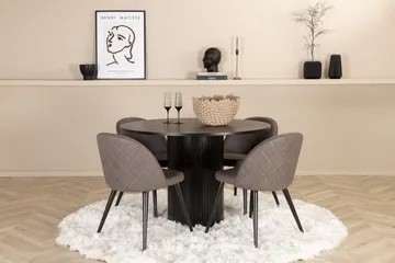 Bianca rundt spisebord med 4 stk. Velvet spisestoler - Møbler - Bord - Spisegruppe