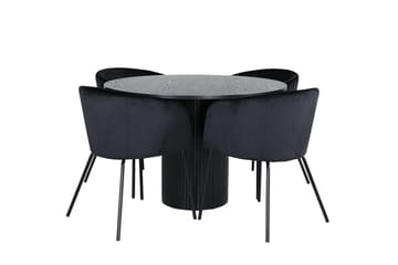 Bianca Spisebord 110 cm Rundt med 4 Berit Armstoler med armlener - Møbler - Bord - Spisegruppe