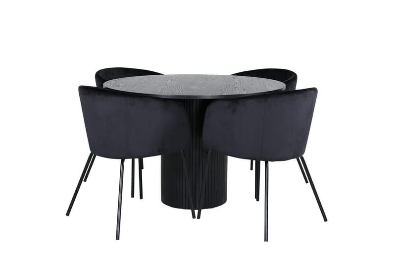 Bianca Spisebord 110 cm Rundt med 4 Berit Armstoler med armlener - Møbler - Bord - Spisegruppe