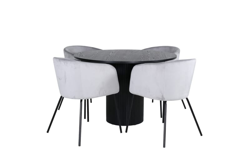 Bianca Spisebord 110 cm Rundt med 4 Berit Armstoler med armlener - Møbler - Bord - Spisegruppe