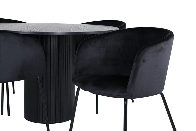 Bianca Spisebord 110 cm Rundt med 4 Berit Armstoler med armlener - Møbler - Bord - Spisegruppe