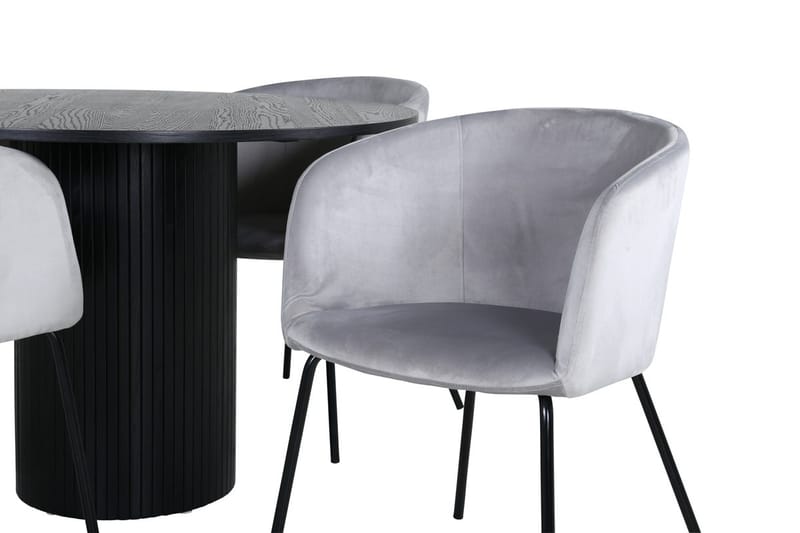 Bianca Spisebord 110 cm Rundt med 4 Berit Armstoler med armlener - Møbler - Bord - Spisegruppe