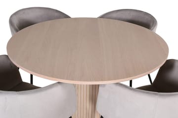 Bianca spisebord 110 cm rundt med 4 Berit karmstoler med armlener - Møbler - Bord - Spisegruppe