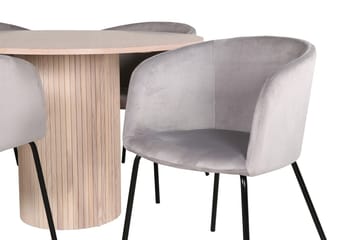 Bianca spisebord 110 cm rundt med 4 Berit karmstoler med armlener - Møbler - Bord - Spisegruppe