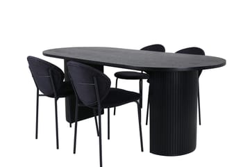Bianca spisebord 200 cm ovalt med 4 Vault spisestoler - Møbler - Bord - Spisegruppe