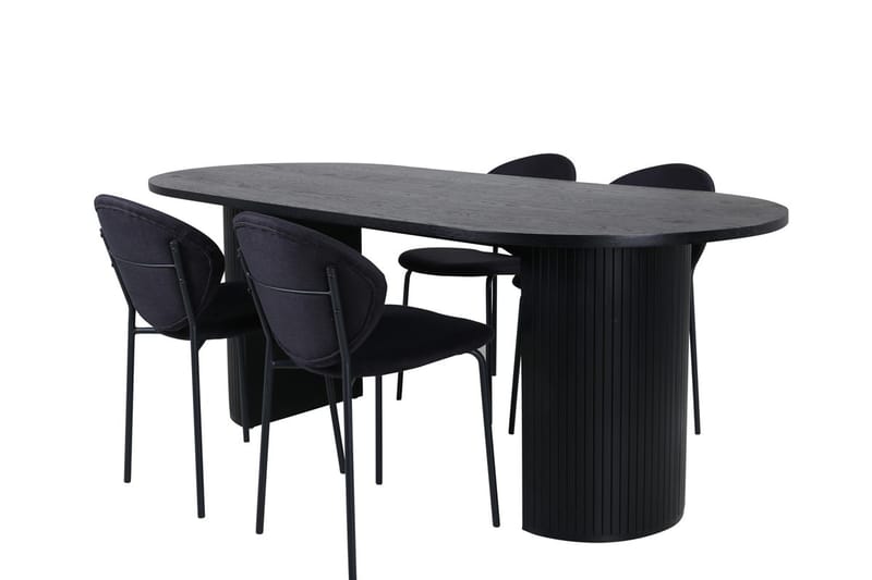 Bianca spisebord 200 cm ovalt med 4 Vault spisestoler - Møbler - Bord - Spisegruppe
