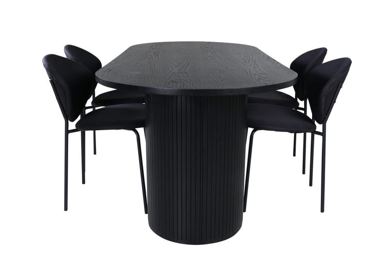 Bianca spisebord 200 cm ovalt med 4 Vault spisestoler - Møbler - Bord - Spisegruppe