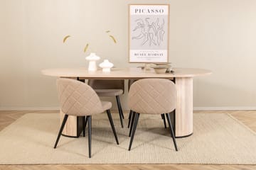 Bianca spisebord 200 cm ovalt med 4 Velvet Stitches spisestoler - Møbler - Bord - Spisegruppe