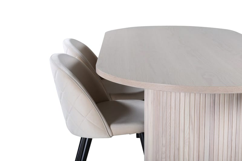Bianca spisebord 200 cm ovalt med 4 Velvet Stitches spisestoler - Møbler - Bord - Spisegruppe