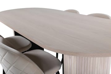 Bianca spisebord 200 cm ovalt med 4 Velvet Stitches spisestoler - Møbler - Bord - Spisegruppe