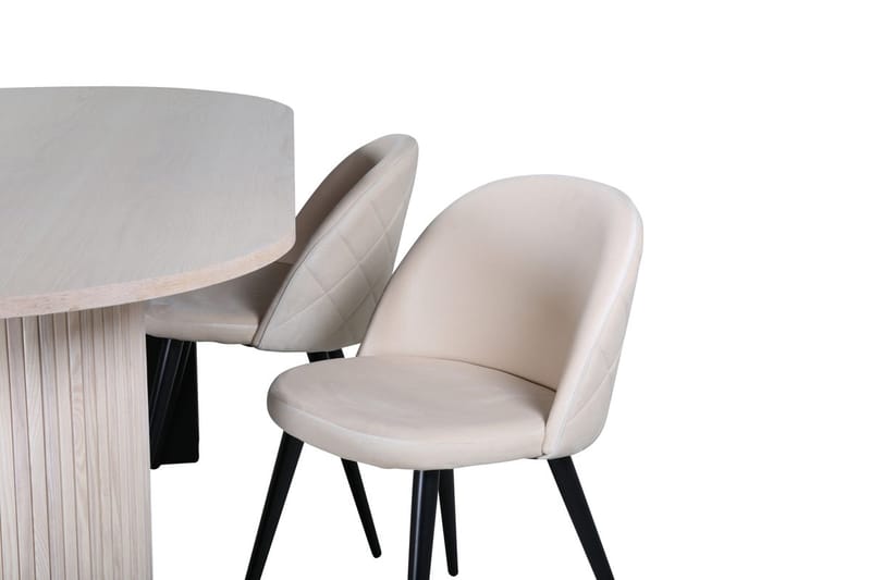 Bianca spisebord 200 cm ovalt med 4 Velvet Stitches spisestoler - Møbler - Bord - Spisegruppe