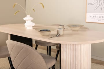 Bianca spisebord 200 cm ovalt med 4 Velvet Stitches spisestoler - Møbler - Bord - Spisegruppe