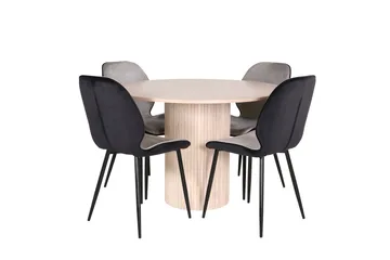 Bianca Spisegruppe 110 cm Rund med 4 Emsa Stoler - Sort - Møbler - Bord - Spisegruppe