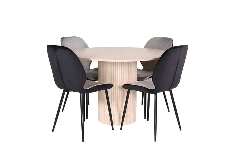 Bianca Spisegruppe 110 cm Rund med 4 Emsa Stoler, Sort