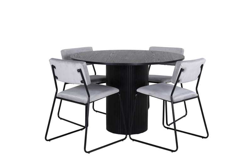 Bianca Spisegruppe 110 cm Rund med 4 Kenth Stoler, Sort