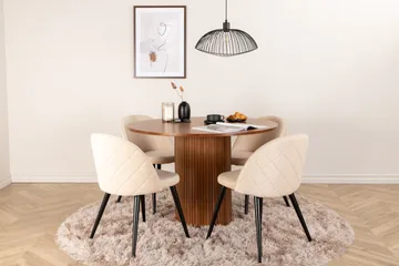 Bianca Spisegruppe 110 cm Rund med 4 Velvet Stoler - Beige - Møbler - Bord - Spisegruppe