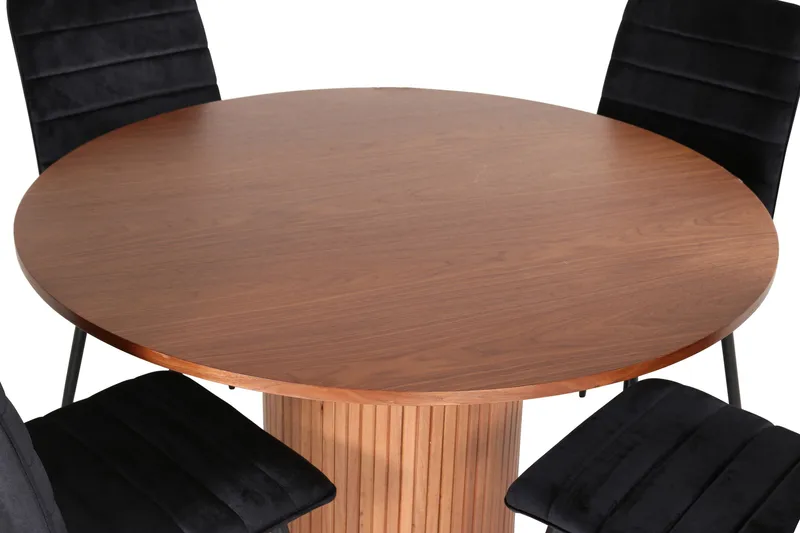 Bianca Spisegruppe 110 cm Rund med 4 Windu Lyx Stoler - Sort - Møbler - Bord - Spisegruppe