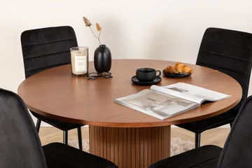Bianca Spisegruppe 110 cm Rund med 4 Windu Lyx Stoler - Sort - Møbler - Bord - Spisegruppe