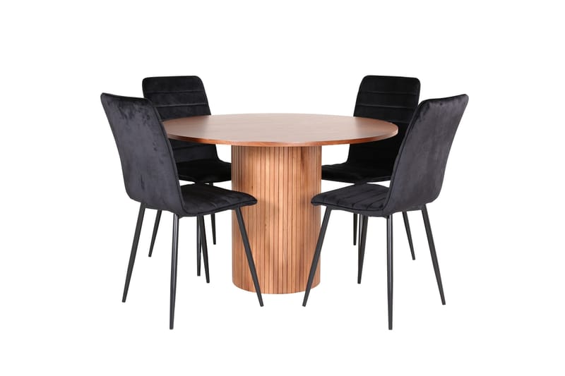 Bianca Spisegruppe 110 cm Rund med 4 Windu Lyx Stoler, Sort