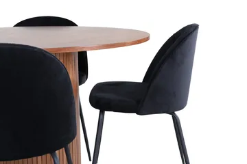 Bianca Spisegruppe 110 cm Rund med 4 Wrinkles Stoler - Sort - Møbler - Bord - Spisegruppe