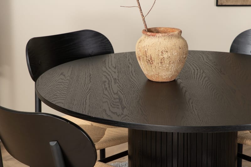 Bianca Spisegruppe 110 cm Rund med 4 Polly Stoler - Sort - Møbler - Bord - Spisegruppe