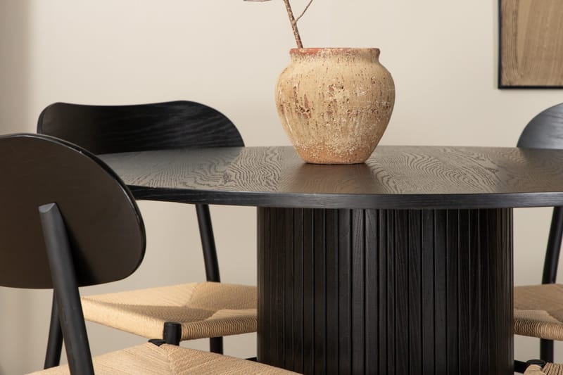Bianca Spisegruppe 110 cm Rund med 4 Polly Stoler - Sort - Møbler - Bord - Spisegruppe