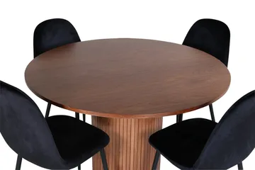 Bianca Spisegruppe 110 cm Rund med 4 Polar Stoler - Sort - Møbler - Bord - Spisegruppe