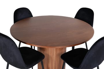Bianca Spisegruppe 110 cm Rund med 4 Polar Stoler - Sort - Møbler - Bord - Spisegruppe