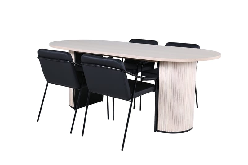 Bianca Spisegruppe 200 cm Oval med 4 Tvista Stoler, Sort