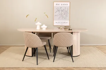 Bianca Spisegruppe 200 cm Oval med 4 Velvet Stoler - Sort - Møbler - Bord - Spisegruppe