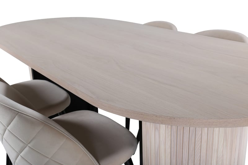 Bianca Spisegruppe 200 cm Oval med 4 Velvet Stoler - Sort - Møbler - Bord - Spisegruppe