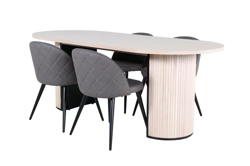 Bianca Spisegruppe 200 cm Oval med 4 Velvet Stoler, Sort