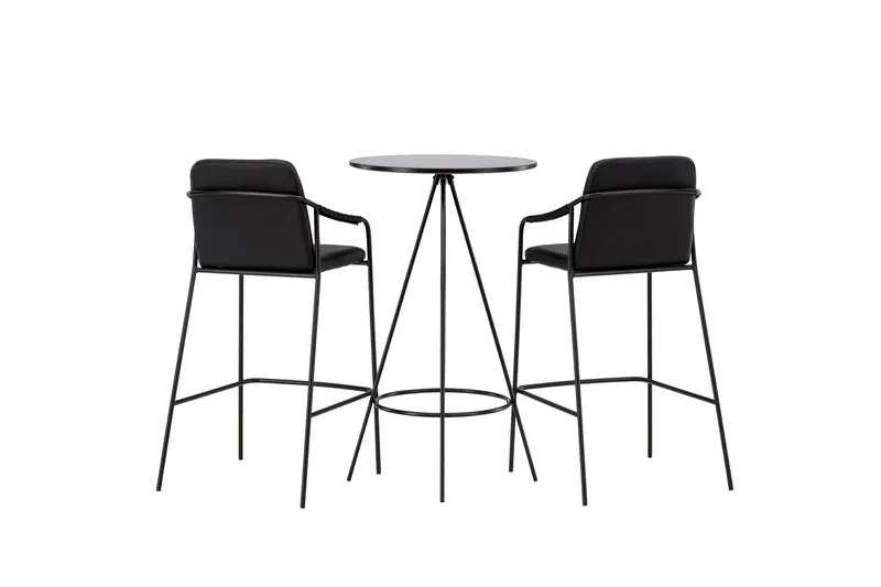 Bistro Spisegruppe 60 cm Rund med 2 Tvista Stoler - Sort - Møbler - Bord - Spisegruppe