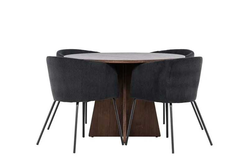 Bootcut Lite Rundt Spisebord 110 cm med 4 Berit Armstoler - Møbler - Bord - Spisegruppe