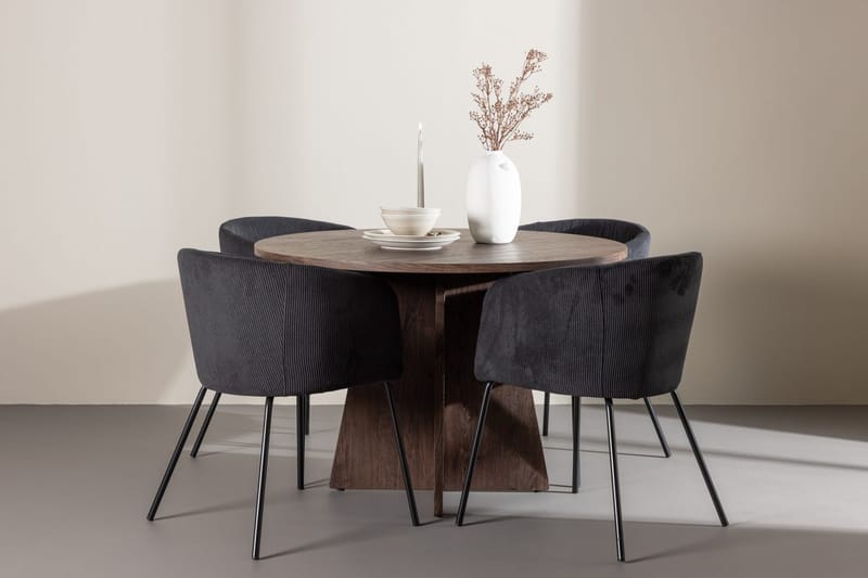 Bootcut Lite Rundt Spisebord 110 cm med 4 Berit Armstoler