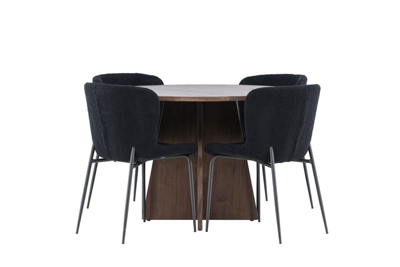 Bootcut lite rundt spisebord 110 cm med 4 Modesto spisestoler - Møbler - Bord - Spisegruppe