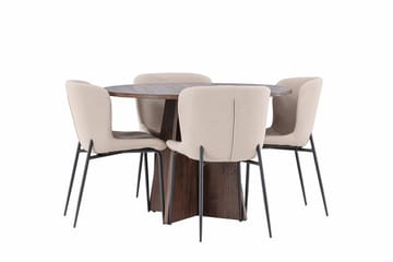 Bootcut lite rundt spisebord 110 cm med 4 Modesto spisestoler - Møbler - Bord - Spisegruppe