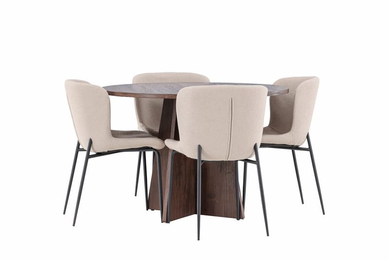 Bootcut lite rundt spisebord 110 cm med 4 Modesto spisestoler - Møbler - Bord - Spisegruppe