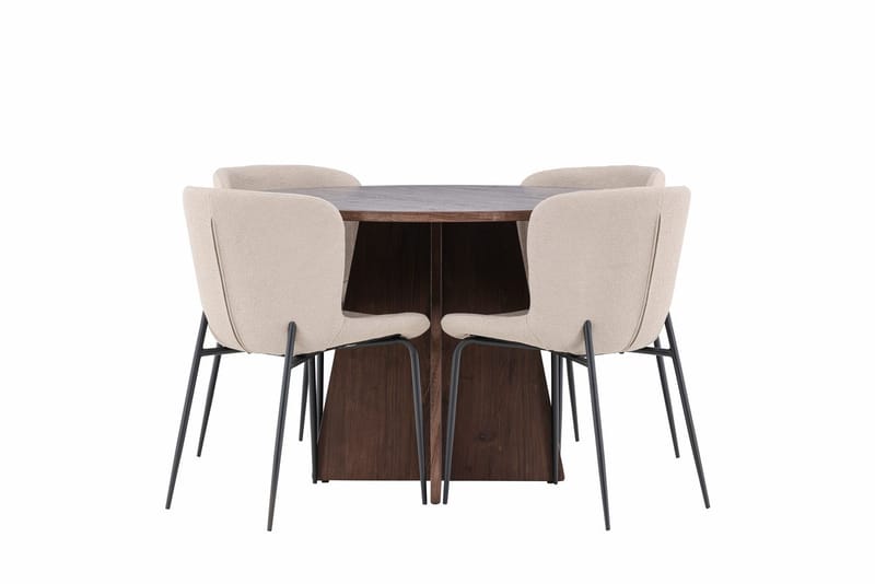 Bootcut lite rundt spisebord 110 cm med 4 Modesto spisestoler - Møbler - Bord - Spisegruppe