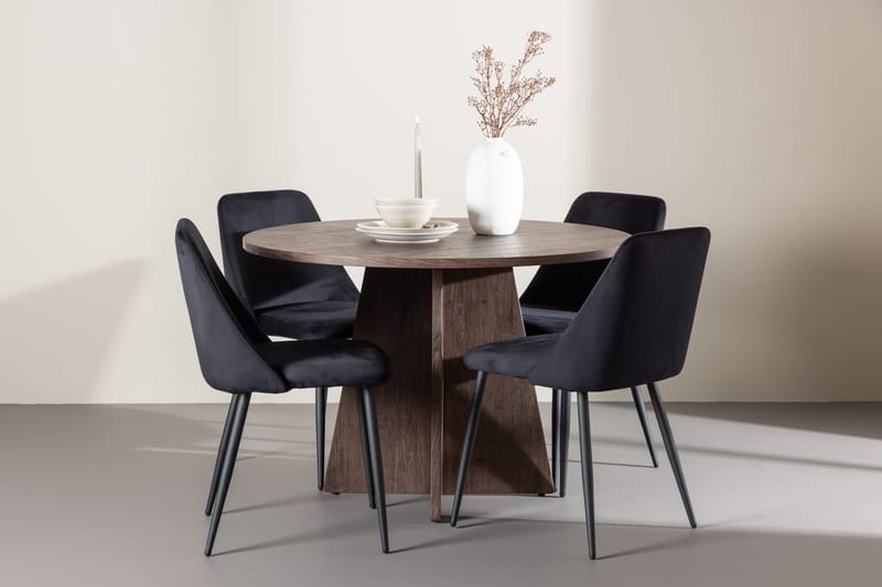Bootcut lite rundt spisebord 110 cm med 4 Night spisestoler