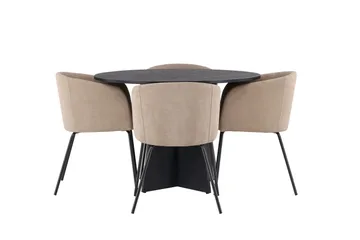 Bootcut Matgruppe 110 cm Rund med 4 Berit stoler - Beige - Møbler - Bord - Spisegruppe