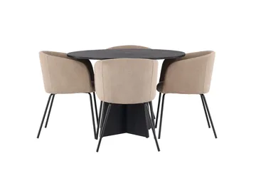 Bootcut Matgruppe 110 cm Rund med 4 Berit stoler - Beige - Møbler - Bord - Spisegruppe