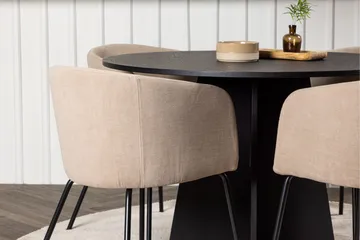 Bootcut Matgruppe 110 cm Rund med 4 Berit stoler - Beige - Møbler - Bord - Spisegruppe