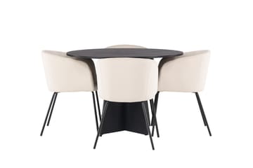 Bootcut Matgruppe 110 cm Rund med 4 Berit stoler - Beige - Møbler - Bord - Spisegruppe